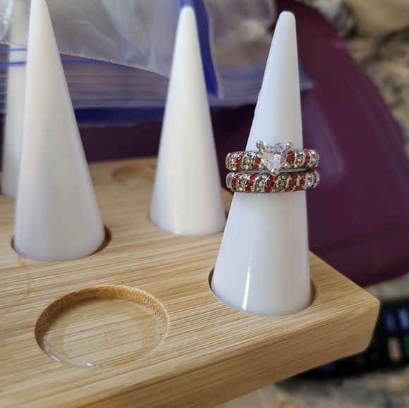 Bridal Set Women 10k White Gold Filled Garner CZ Size 10 - Picture 4 of 6